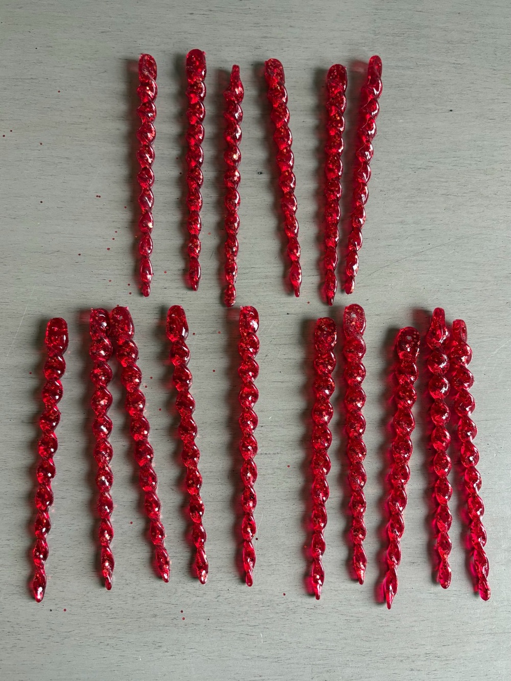 VTG Red 5" Spiral Icicle Ornaments Christmas Holiday Home Party Decor -16 Total
